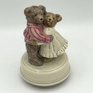 Otagiri‎ Teddy Bear Hand Painted Music Box Japan Schuberts Lullaby Close To You